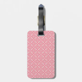 Monogrammed Navy Blue en Pink Diamond Pattern Bagagelabel (Achterkant verticaal)