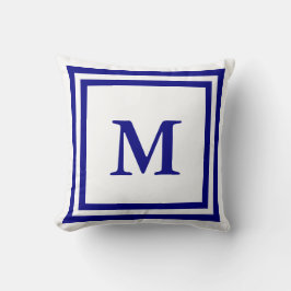 Monogrammed Navy Blue en White Kussen