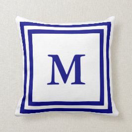 Monogrammed Navy Blue en White Kussen