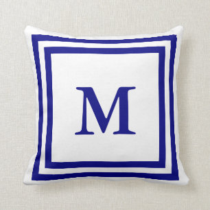 Monogrammed Navy Blue en White Kussen