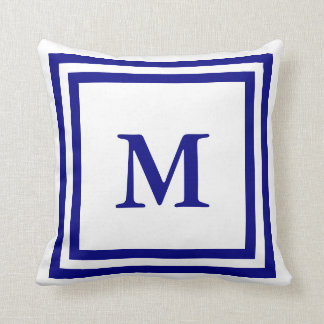 Monogrammed Navy Blue en White Kussen