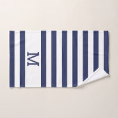 Monogrammed Navy Blue en White Striped Bad Handdoek (Handdoek)