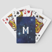 Monogrammed Navy Blue Galaxy Cluster Poker Kaarten (Achterkant)
