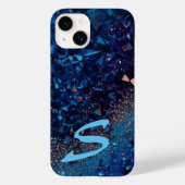 Monogrammed Navy Blue Glitter Case-Mate iPhone Case (Achterkant)