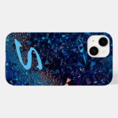 Monogrammed Navy Blue Glitter Case-Mate iPhone Case (Achterkant (horizontaal))