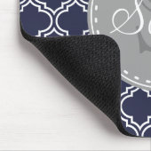 Monogrammed Navy Blue Lattice Pattern Muismat (Hoek)