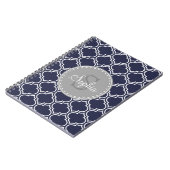 Monogrammed Navy Blue Lattice Pattern Notitieboek (Linkerzijde)