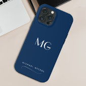 Monogrammed Navy Blue Minimalist met naam Case-Mate iPhone Case