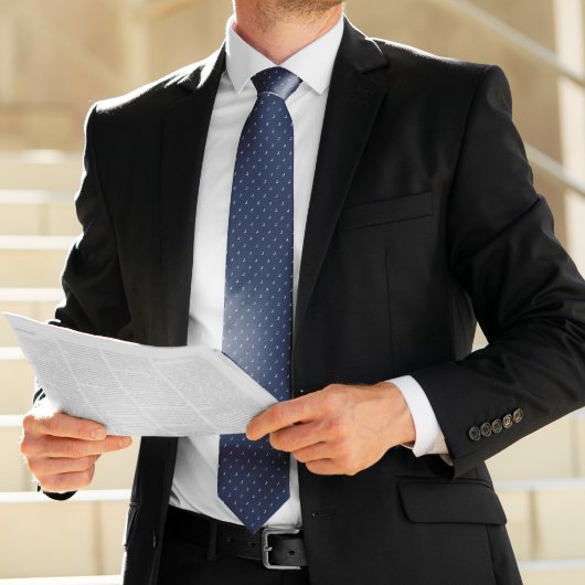 Monogrammed Navy Blue Stropdas