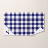 Monogrammed Navy Blue White Buffalo Pset Pattern Bad Handdoek (Handdoek)