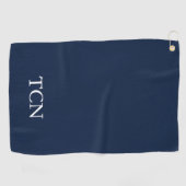 Monogrammed Navy Blue White Classic Gift Golfer Golfhanddoek (Horizontaal)