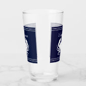 Monogrammed Navy Blue White Crab Nautical Glas (Links)