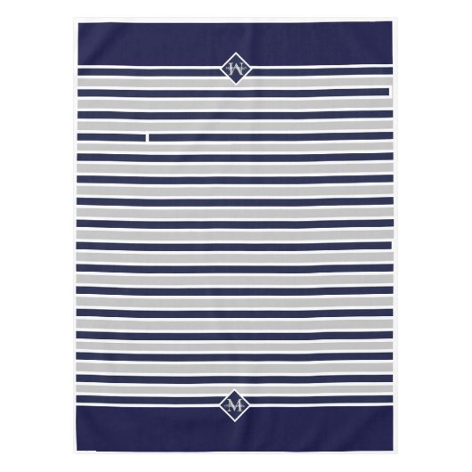 Monogrammed Navy Blue White Crab Nautical Tafelkleed (Voorkant)