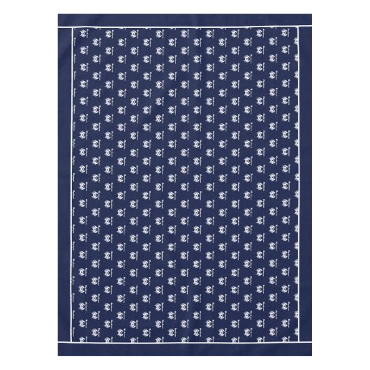 Monogrammed Navy Blue White Crab Nautical Tafelkleed (Voorkant)
