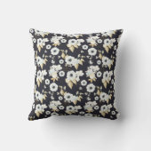 Monogrammed Navy Blue White Floral Decor Anemone Kussen (Achterkant)
