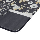 Monogrammed Navy Blue White Floral Decor Anemone Snijplank (Hoek)