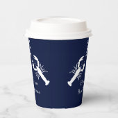 Monogrammed Navy Blue White Lobster Nautical Papieren Bekers (Links)