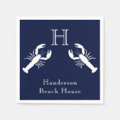 Monogrammed Navy Blue White Lobster Nautical Servet (Voorkant)
