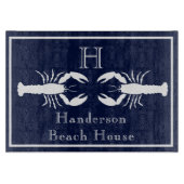Monogrammed Navy Blue White Lobster Nautical Snijplank (Voorkant)