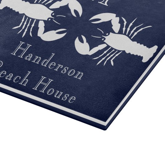 Monogrammed Navy Blue White Lobster Nautical Snijplank (Hoek)