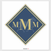 Monogrammed Navy + Gold Trotting Horse Trunk Sticker (Vel)