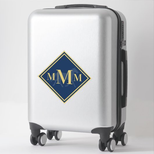 Monogrammed Navy + Gold Trotting Horse Trunk Sticker (Koffer)