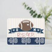 MONOGRAMMED NAVY RSVP FOOTBALL BRUILOFT RSVP (Staand voorkant)