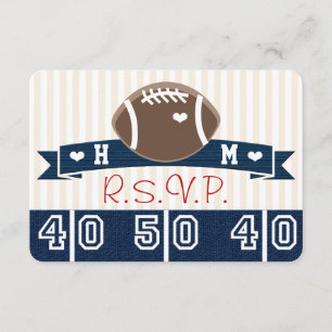 MONOGRAMMED NAVY RSVP FOOTBALL WEDDING RSVP