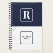 Monogrammed Navy White Diary Planner (Voorkant)