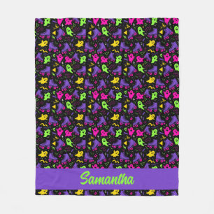 Monogrammed Neon Ghosts en Schaatsen Halloween Fleece Deken