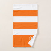 Monogrammed - neon oranje wit - vetstrepen bad handdoek (Handdoek)