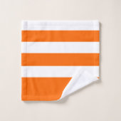 Monogrammed - neon oranje wit - vetstrepen bad handdoek (Wasdoekje)