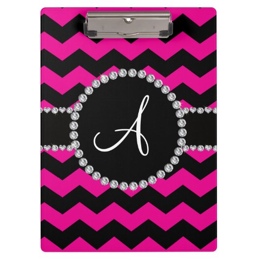 Monogrammed neon roze chevrons klembord (Voorkant)