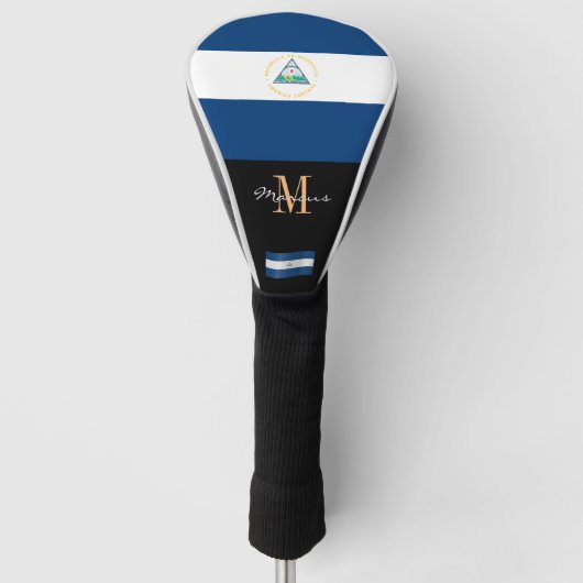 Monogrammed & Nicaragua Vlaggengolfclubs Hoesjes Golfheadcover (Voorkant)