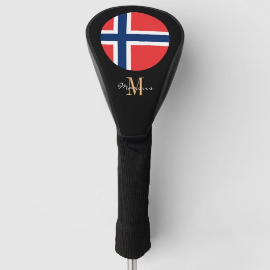 Monogrammed & Noorwegen Flag Golf Clubs Hoesjes Golfheadcover (Voorkant)