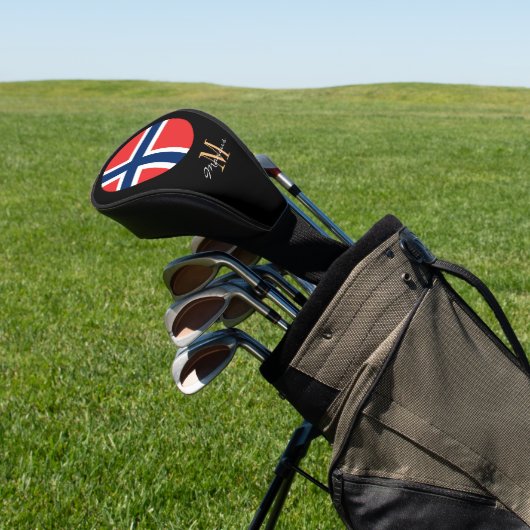 Monogrammed & Noorwegen Flag Golf Clubs Hoesjes Golfheadcover (Insitu)