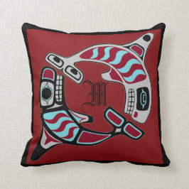 Monogrammed Northwest Coast Art Orcas Kussen