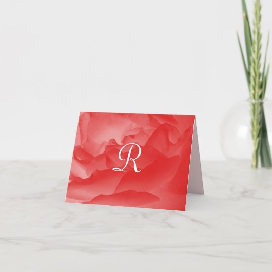 Monogrammed Note Kaart Coral Pink Rose (Voorkant)