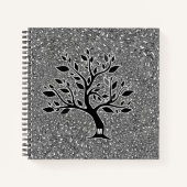 Monogrammed Oak Tree Silhouette met Paisley Notitieboek (Voorkant)