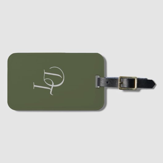 Monogrammed - Olijf Bagagelabel (Voorkant (horizontaal))