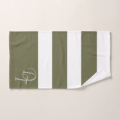 Monogrammed - olijfwit - vetgedrukte strepen bad handdoek (Handdoek)