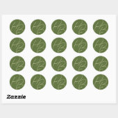 Monogrammed Olive Green Charm Wedding Ronde Sticker (Vel)