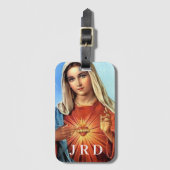 Monogrammed Onbevlekt Hart van Maria Bagagelabel (Voorkant (verticaal))