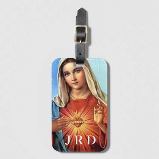 Monogrammed Onbevlekt Hart van Maria Bagagelabel (Voorkant (verticaal))