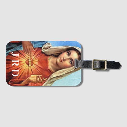 Monogrammed Onbevlekt Hart van Maria Bagagelabel (Voorkant (horizontaal))