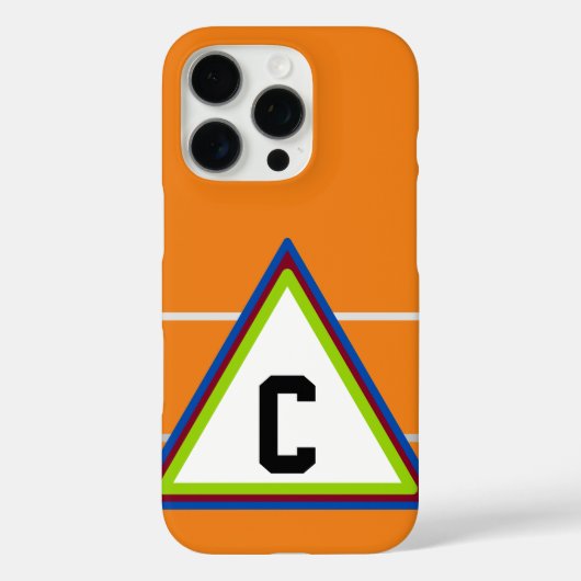 Monogrammed Oranje Blauw Geometrisch Case-Mate iPhone Case (Achterkant)