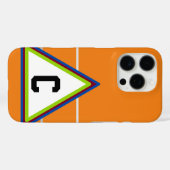Monogrammed Oranje Blauw Geometrisch Case-Mate iPhone Case (Achterkant (horizontaal))