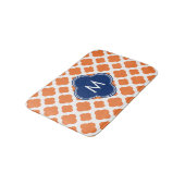 Monogrammed Oranje en Royal Blue Quatrefoil Badmat (Gekanteld)