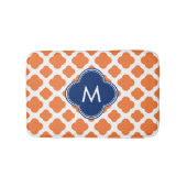 Monogrammed Oranje en Royal Blue Quatrefoil Badmat (Voorkant)