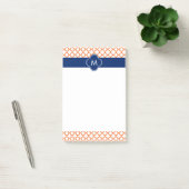 Monogrammed Oranje en Royal Blue Quatrefoil Post-it® Notes (Kantoor)
